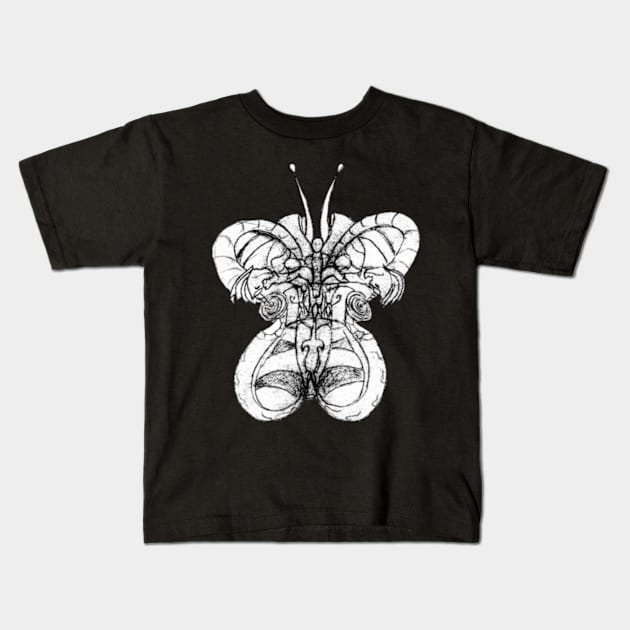 Butterfly with a man Kids T-Shirt by sonigque